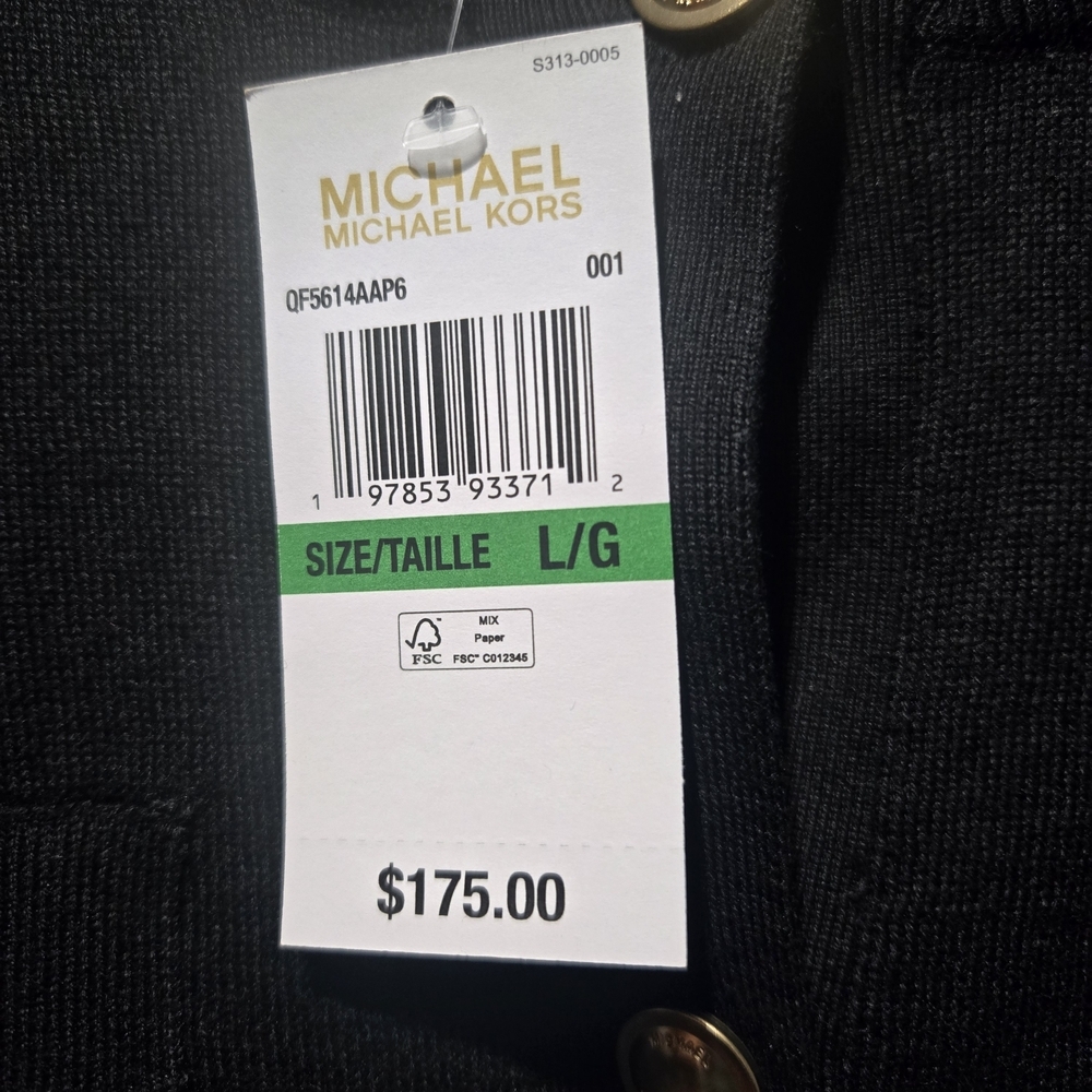 Michael Kors Black Cardigan with Gold Button Details Office Classic Sz Medium - Picture 7 of 7